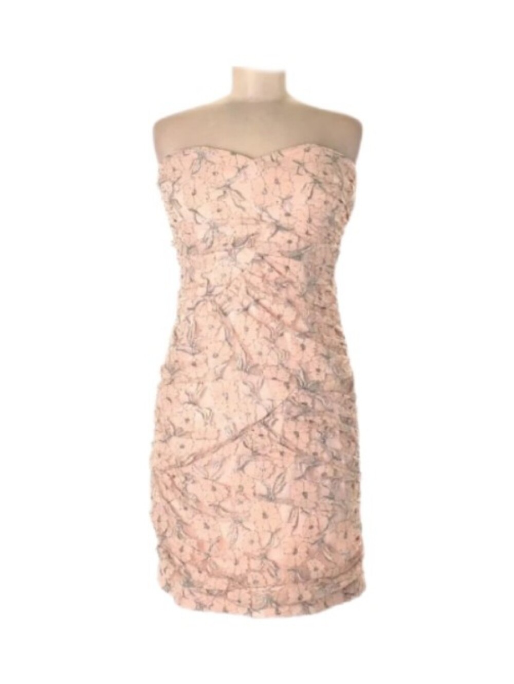 Bailey Blue Strapless Blush Floral Lace Cocktail Dress M